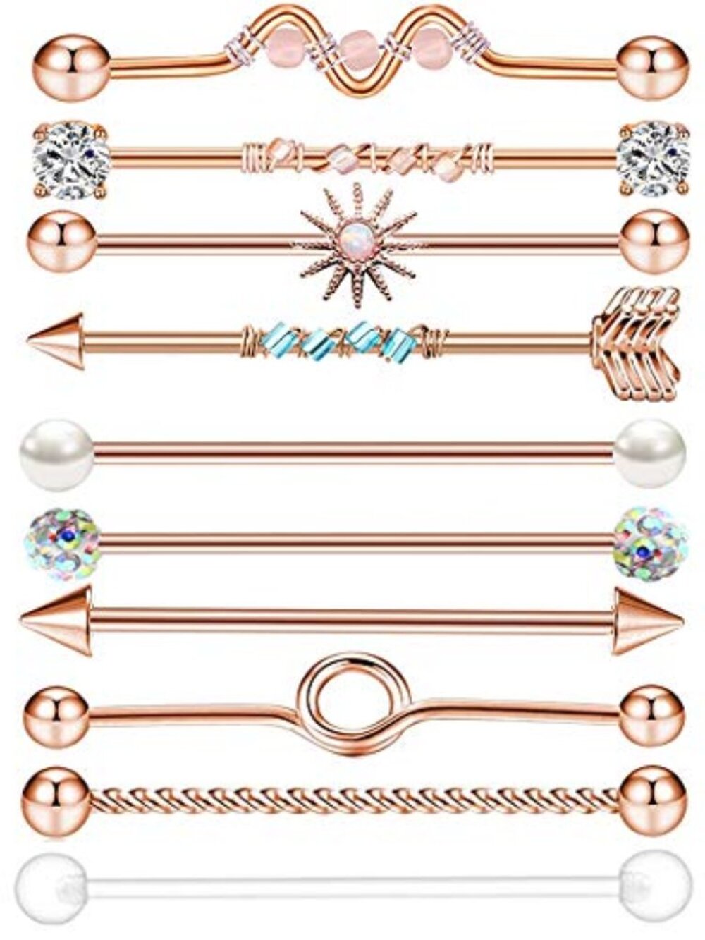 New - 16pcs‎ 14G Industrial Piercing Stainless Steel Industrial Earrings